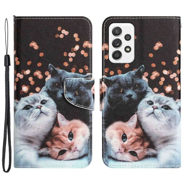 Wonderland Samsung Galaxy A52s 5G / A52 5g / A52 Flippetui - Katt Multicolor