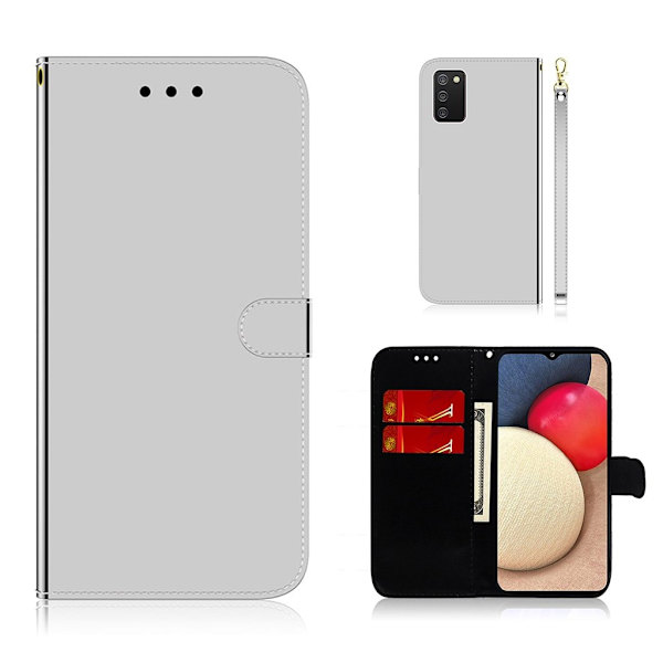 Mirror Samsung Galaxy A02s Flip etui - Sølv Silver grey