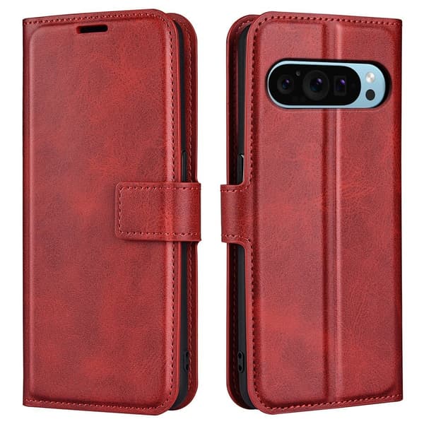 Skinn-etui i lommebok-stil for Google Pixel 9 - Rød Red
