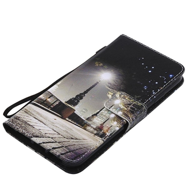 iPhone Xs Max mønstret magnetisk læder flip cover - Night Scene Multicolor