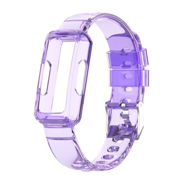 Fitbit Inspire 3 klockarmband i silikon med fodral - Transparent Lila Lila