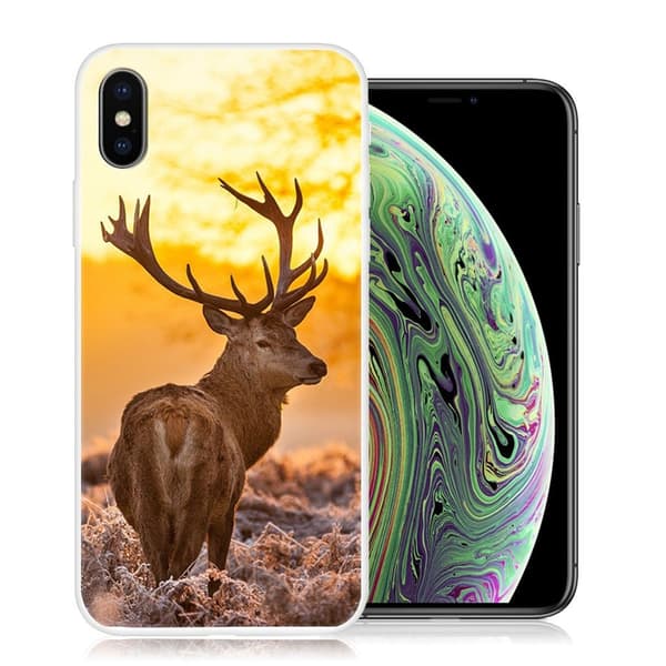 iPhone XS Mänstart flexibelt mobilskal tillverkat av mjukt silikon plast - Hjort multifärg