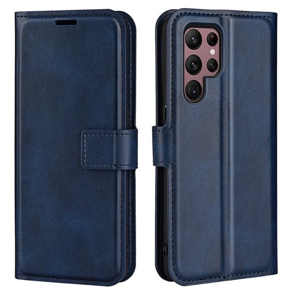 Læretui med Lommebok til Samsung Galaxy S23 Ultra - Blå Blue