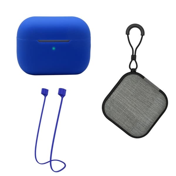 AirPods Pro 2 silikoneetui med rem og opbevaringsboks - Blå Blue