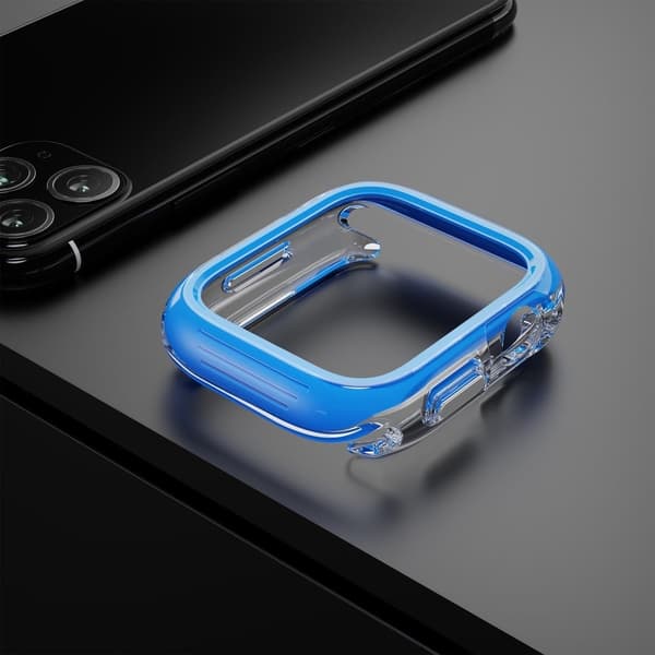 Apple Watch 7 / 8 / 9 41mm Hollow-Out Stöttålig+Flexible Protection Cover Watch Frame Case - Blå Blå