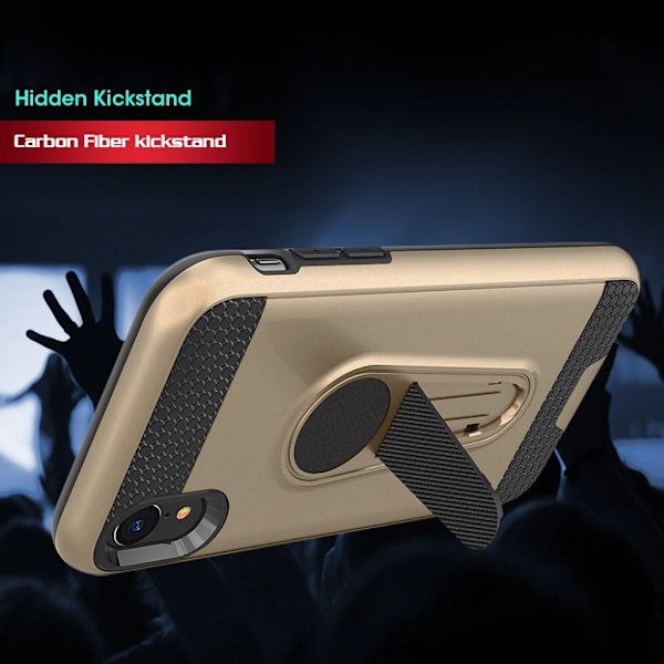 iPhone Xr kickstand combo etui i kulfiber - Guld Gold