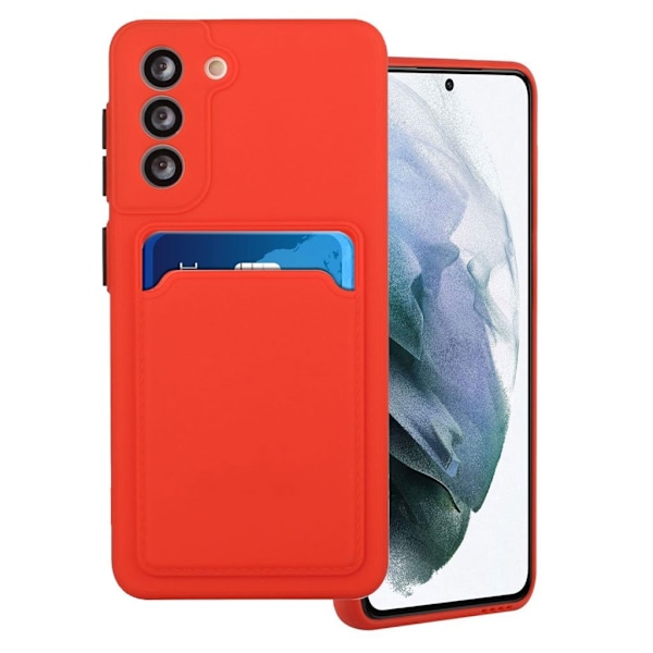 Card Holder Suojakuori For Samsung Galaxy S21 Plus - Punainen Red