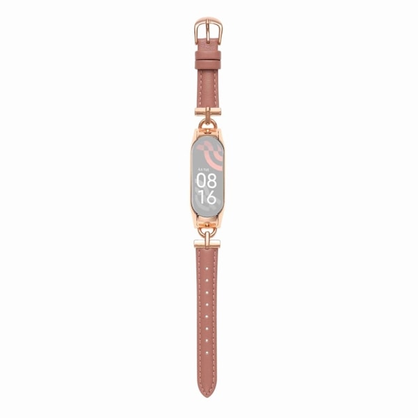 Xiaomi Mi Smart Band 4 / 3 D-formad kontakt klockarmband i äkta läder - Roséguld / Mörkrosa Rosa
