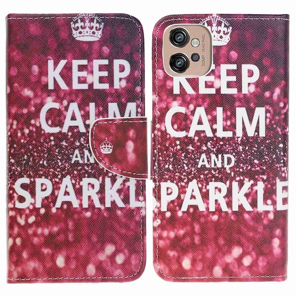 Wonderland Motorola Moto G32 Flip Etui - Keep Calm og Sparkle Red