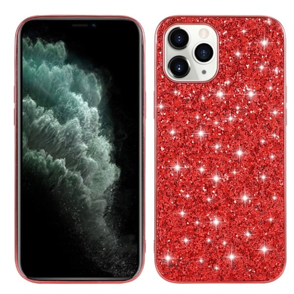 Glitter etui til iPhone 12 / 12 Pro - Rød Red