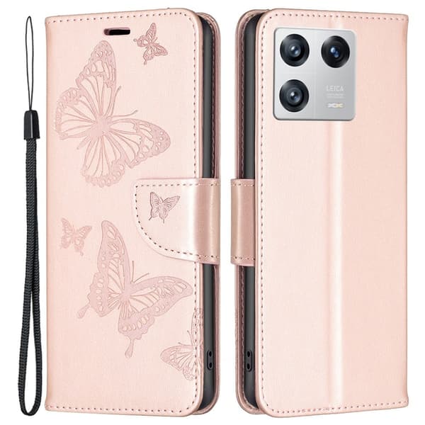 Butterfly Xiaomi 13 Flippetui - Rose Gull Pink