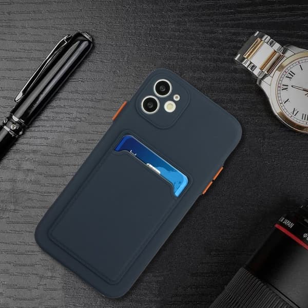 Card Holder Deksel til iPhone 12 Mini - Mørkeblå Blue