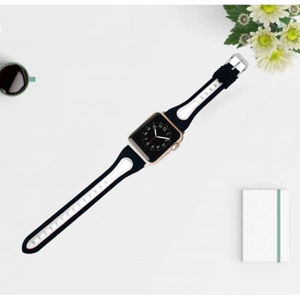 Apple Watch Series 4 40 mm klockarmband i silikon - Svart / Vit multifärg