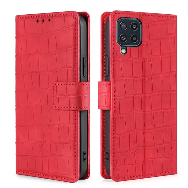 Læderetui med Krokodille Tekstur til Samsung Galaxy M32 - Rød Red