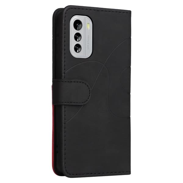 Kaksivärinen nahkainen läppäkotelo Nokia G60 - Musta Black