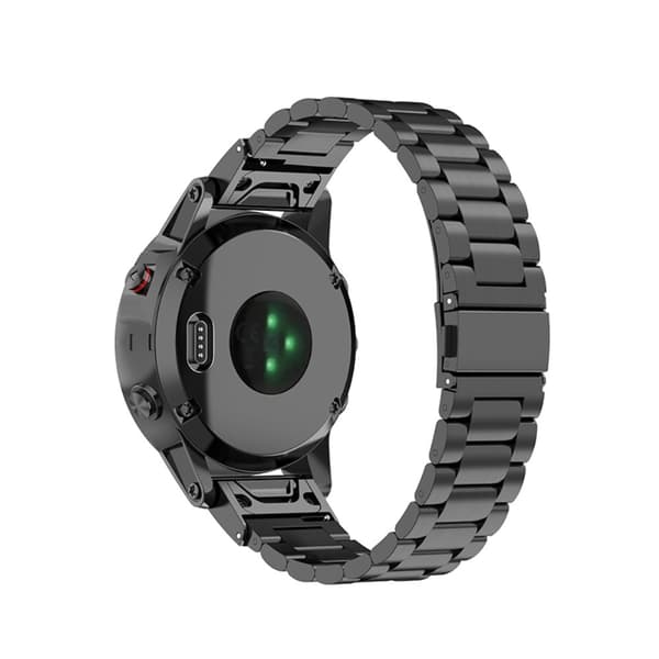 20 mm klockarmband i rostfritt stål med vikbart spänne för Garmin-klocka - Svart Svart