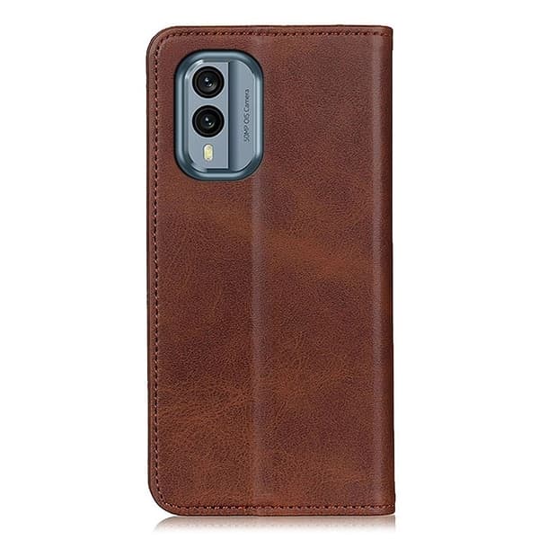 Flip Etui med Pung i Ekte Lær til Nokia X30 - Kaffe Brown