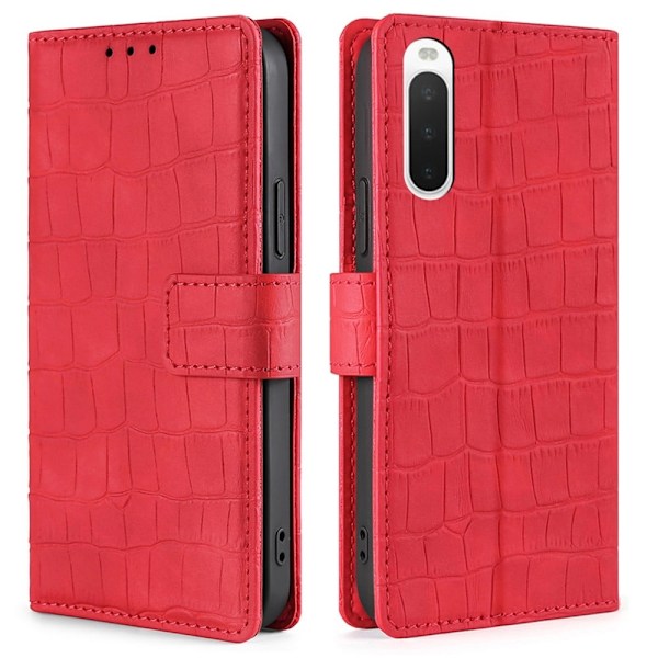 Krokotiili kuvioitu nahkakotelo Sony Xperia 10 IV - Punainen Red