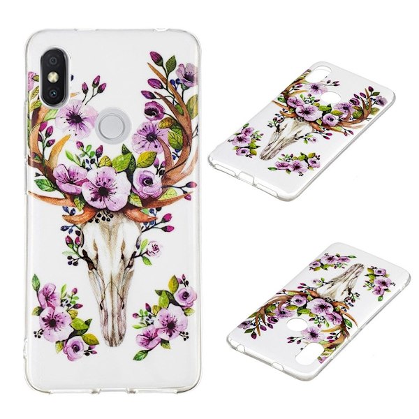 Xiaomi Redmi S2 mobilskal silikon självlysande - Blommig älg multifärg