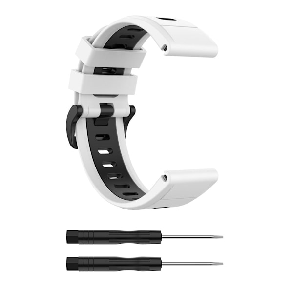 Garmin Fenix 7X tofarvet silikone-urrem - Hvid / Sort White