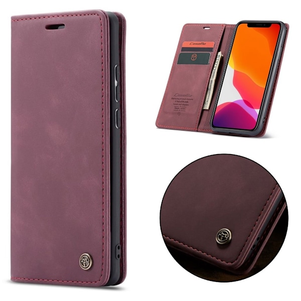 CaseMe iPhone 11 Vintage kotelot - Viininpunainen Red
