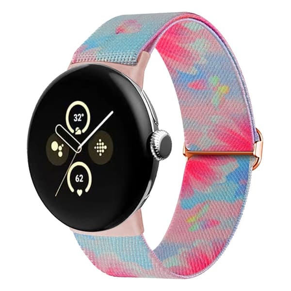 Google Pixel Watch / Watch 2 Pattern Straps Adjustable Nylon Watch Band - Blomster Og Sommerfugle Pink