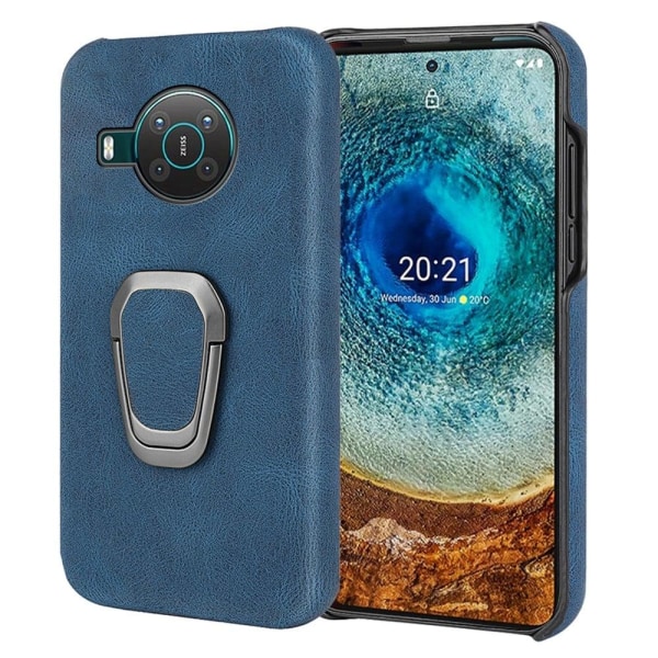 Shockproof leather cover with oval kickstand for Nokia X10 / X20 Blå