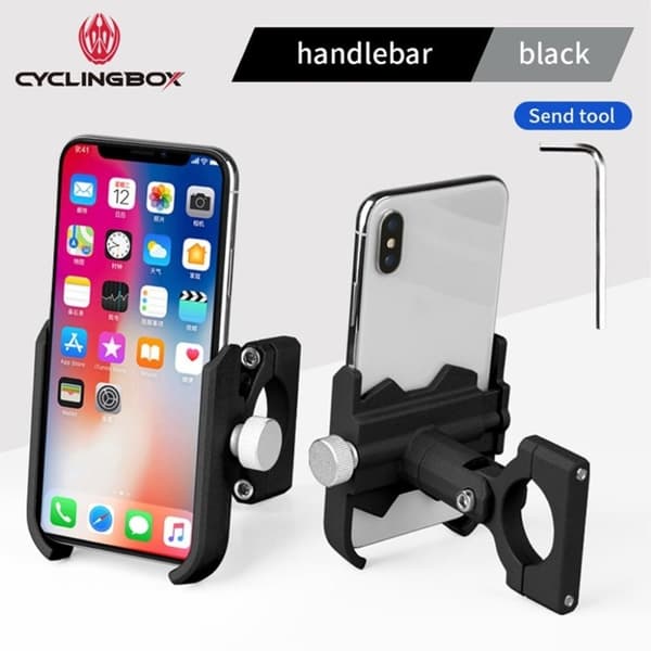 Universal CYCLINGBOX BG-KS002 drejelig telefonholder til cykelmontering - Sort / Styr Black