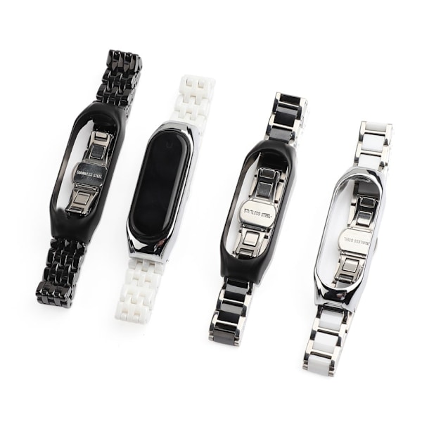 Xiaomi Mi Smart Band 6 / 5 keramisk stil urrem i rustfrit stål - Fem Perler Sort Black