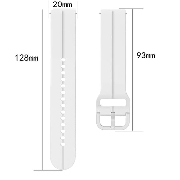 20 mm silikonerem til Samsung- og Huawei-ure - Hvid White