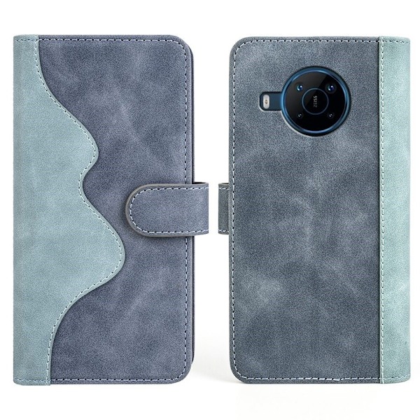 To Farvet Læder Flip Case til Nokia X100 - Blå Blue