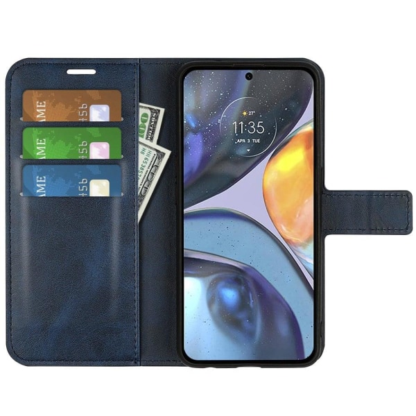 Wallet-style leather case for Motorola Moto G22 - Blue Blue