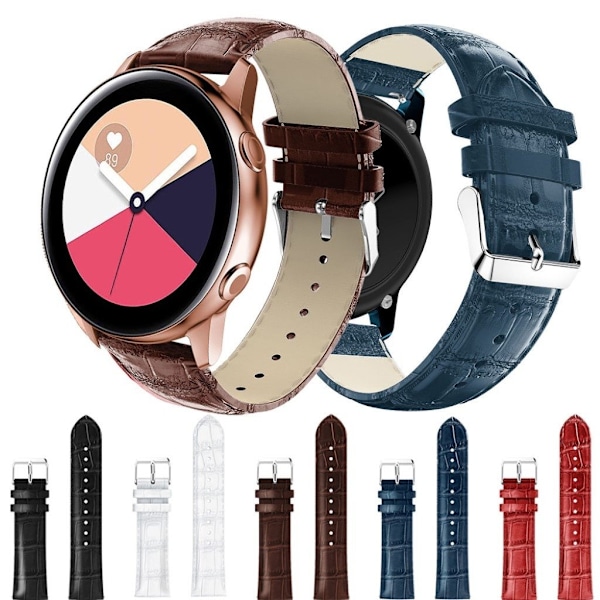Samsung Galaxy Watch Active klockarmband i äkta läder med krokodil - Svart Svart