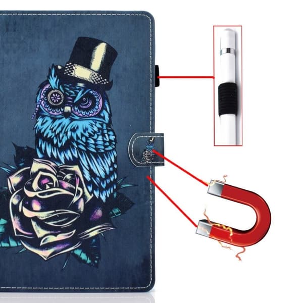 Lenovo Tab M10 Cool Mønster Lær Flippetui - Rose og Ugle Multicolor