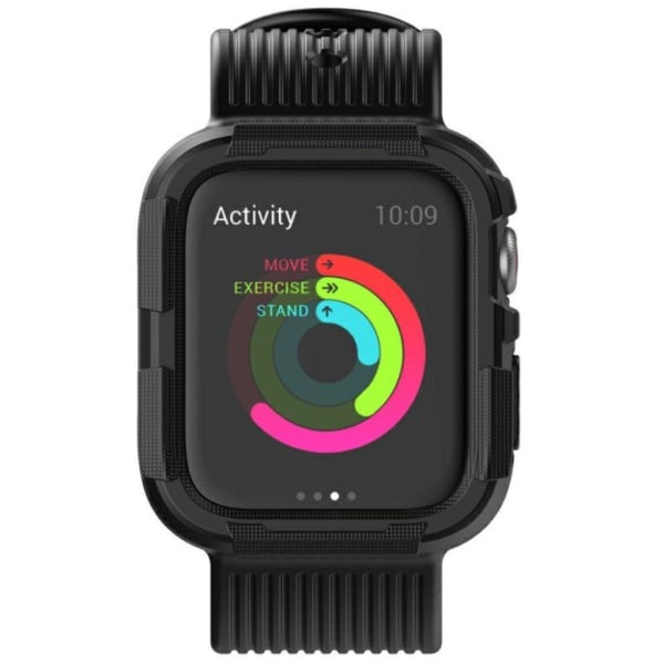 Apple Watch Series 5 44mm panssariraidallinen silikoninen kellonauha - Musta Black