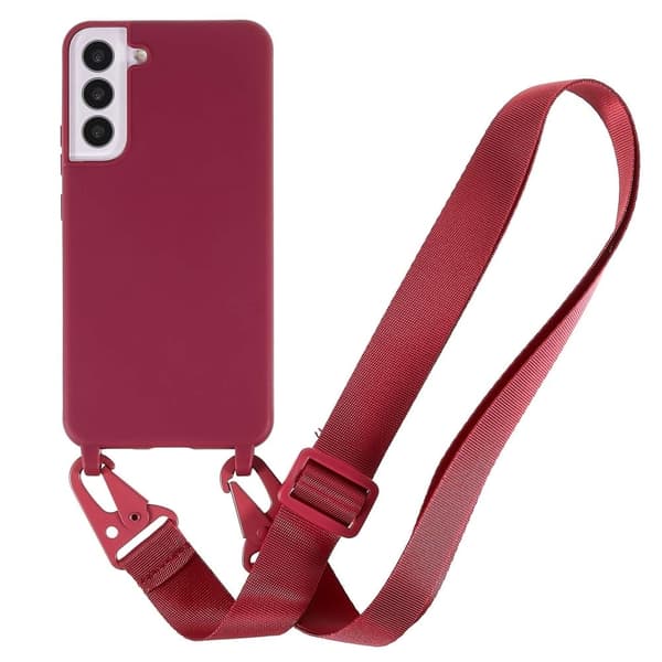Tynt TPU-deksel med matt finish og justerbar stropp til Samsung Galaxy S22 Plus - Rød Red