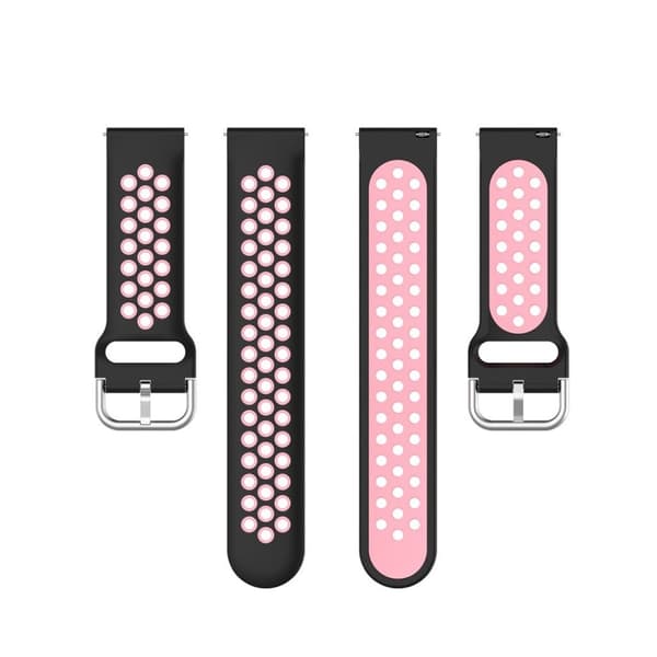 20mm Universal tofarvet silikoneurrem - Sort / Pink Pink