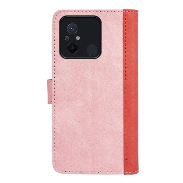 Tvåfärgat Xiaomi Redmi 12C fodral i läder - Rosa Rosa