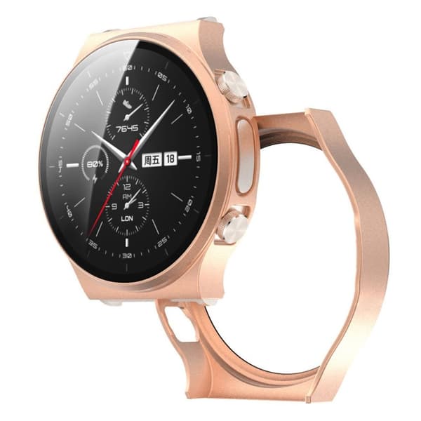 Huawei Watch GT 2 Pro materialskydd med härdat glas - Roséguld Rosa