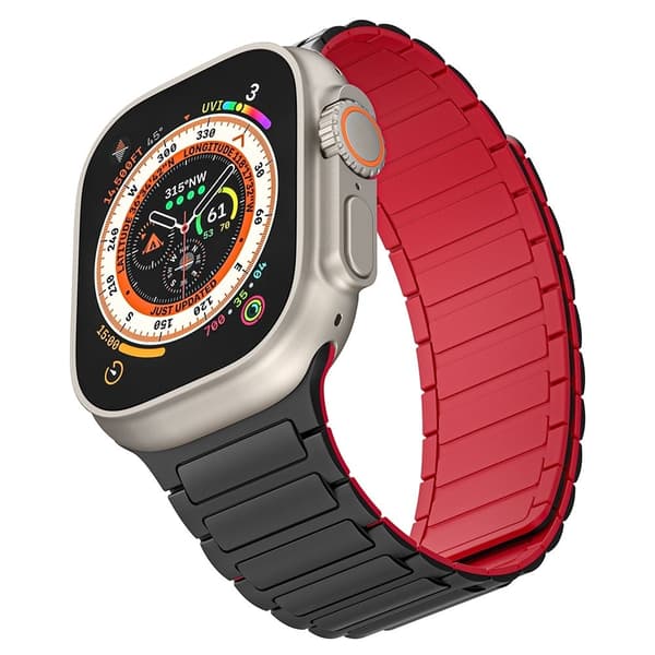 Apple Watch Series 8 (45mm) / Watch Ultra AW silikonerem - Sort / Rød Red