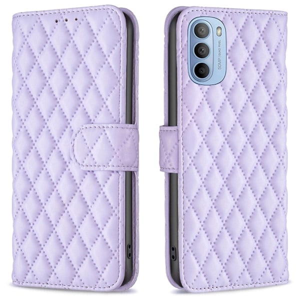 Rhombus Mønster Matte Flip Case til Motorola Moto G41 / G31 - Lilla Purple