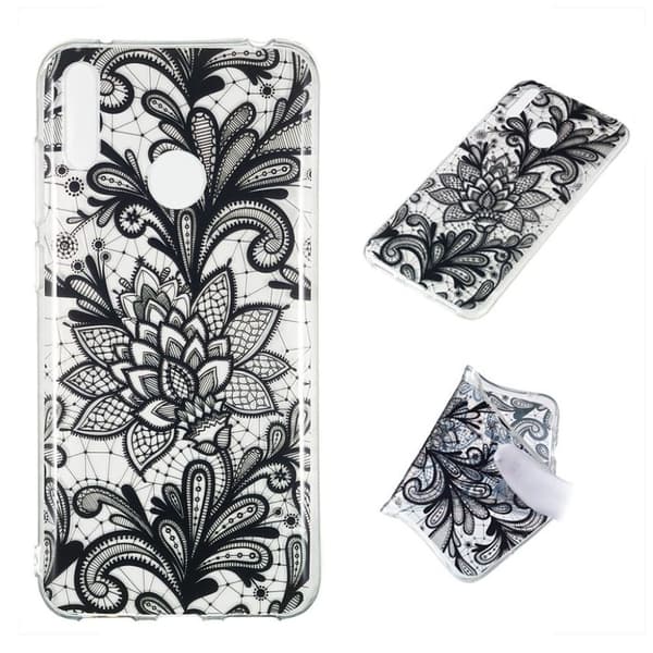 Huawei Y7 2019 Fodral med mönster - Spets Blomma Svart