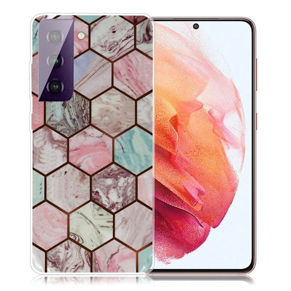 Marble Samsung Galaxy S21 Etui - Honeycomb Marble Pattern Multicolor