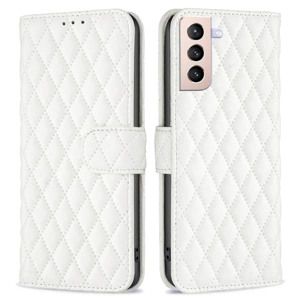 Rhombus mat Samsung Galaxy S21 Plus 5G flip etui - Hvid White