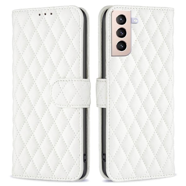 Rombemønster, matt flip-deksel for Samsung Galaxy S21 Plus 5G - Hvit White