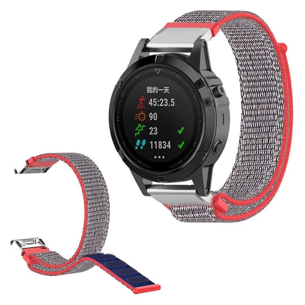 Garmin Fenix ​​6 / Fenix ​​5 nylon sløyfe klokkereim - Rød / Blå Multicolor
