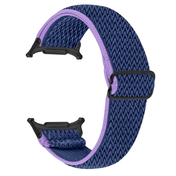 Samsung Galaxy Watch Ultra 47mm urrem med sort stik Justerbar elastisk håndledsrem - Lilla / Blå Blue