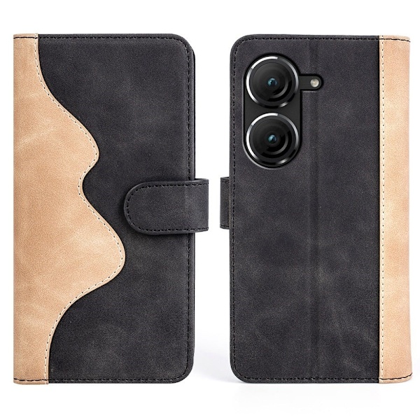 Tvåfärgat Asus Zenfone 9 fodral i läder - Svart Svart