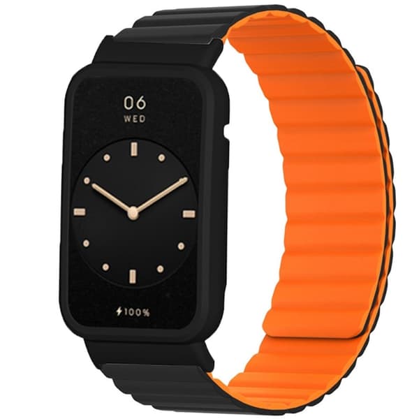 Xiaomi Mi Band 7 Pro silikoneurrem med cover - Sort / Orange Black