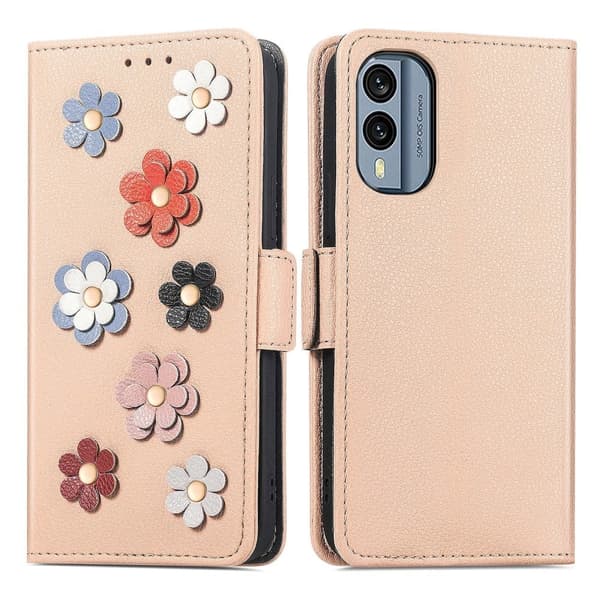 Sileä ja ohut premium-PU-nahkakotelo Nokia X30 - Khaki Brown
